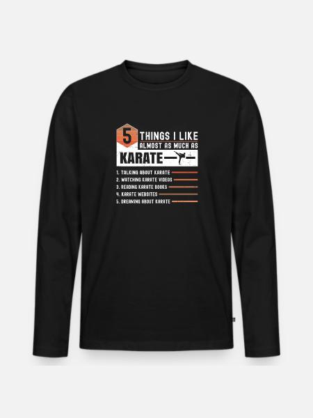 Karate Spruch - Männer Premium Bio Langarmshirt - Schwarz