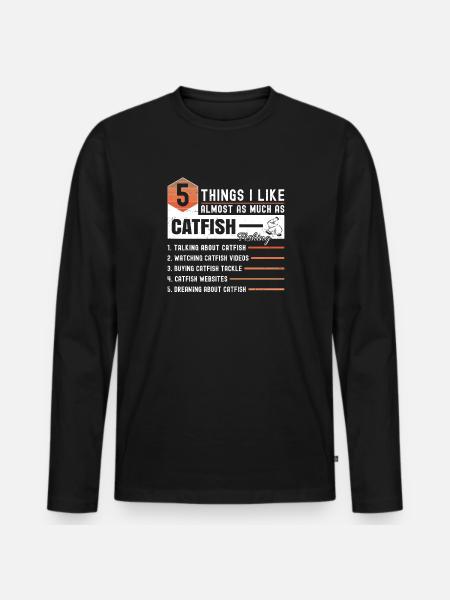 Wels Angeln Spruch - Männer Premium Bio Langarmshirt - Schwarz