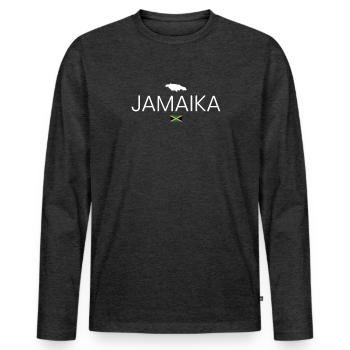 Vacances en Jamaïque - T-shirt manches longues Premium bio Homme - anthracite chiné - Devant - Nico (187cm)
