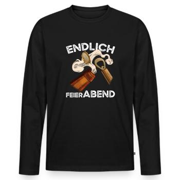 Endlich Feierabend Bier - Männer Premium Bio Langarmshirt - Schwarz - Vorne - Nico (187cm)