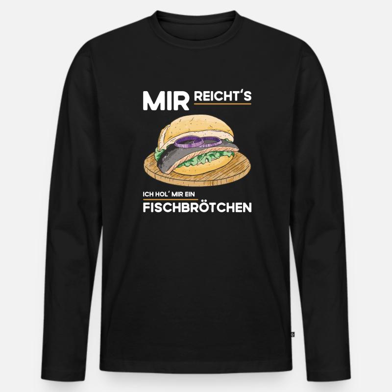 Fischbrötchen Imbiss - Männer Premium Bio Langarmshirt - Schwarz