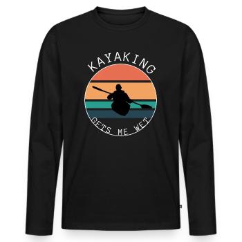 Kayaking gets me wet - Design für Kajakfans - Männer Premium Bio Langarmshirt - Schwarz - Vorne - Nico (187cm)