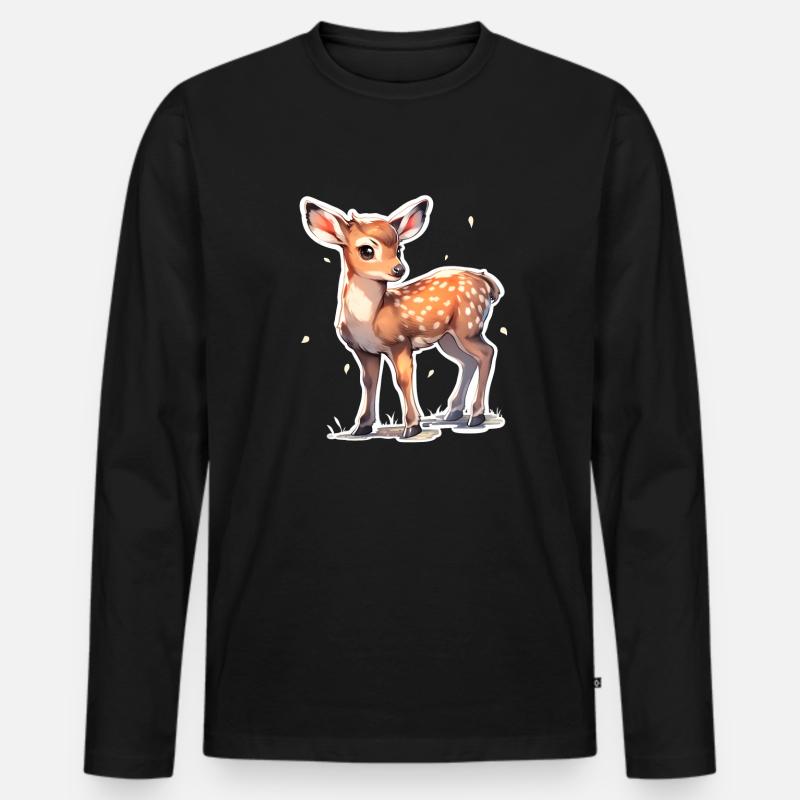 Rehkitz - Männer Premium Bio Langarmshirt - Schwarz