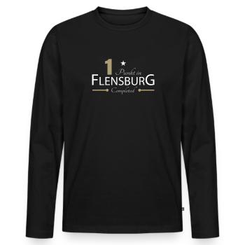 1 Punkt in Flensburg - Männer Premium Bio Langarmshirt - Schwarz - Vorne - Nico (187cm)