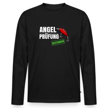 Angelprüfung - Männer Premium Bio Langarmshirt - Schwarz - Vorne - Nico (187cm)