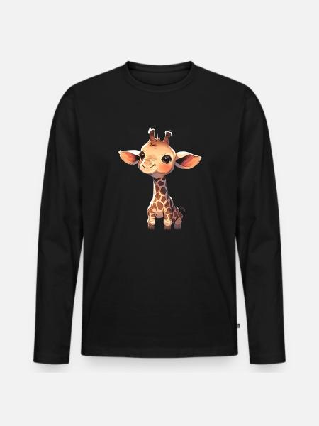 Giraffe - Männer Premium Bio Langarmshirt - Schwarz
