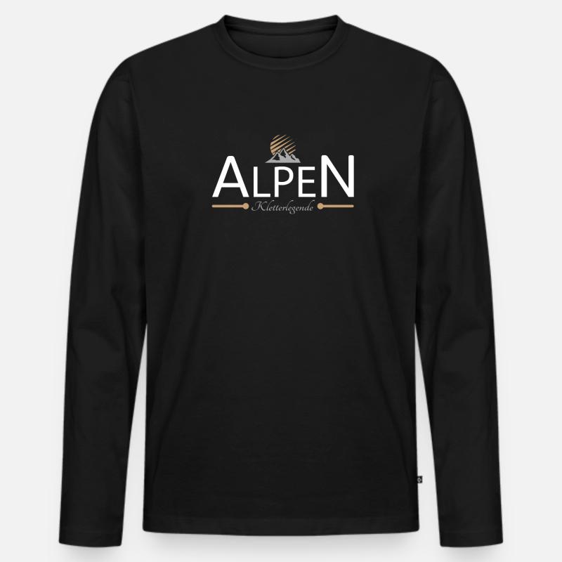 Alpen Klettern - Männer Premium Bio Langarmshirt - Schwarz