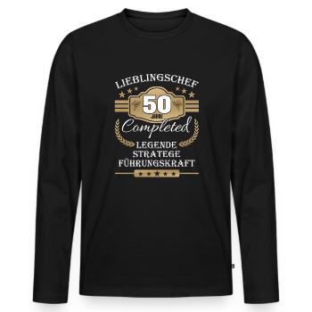 50 Jahre Jubiläum Chef - Männer Premium Bio Langarmshirt - Schwarz - Vorne - Nico (187cm)