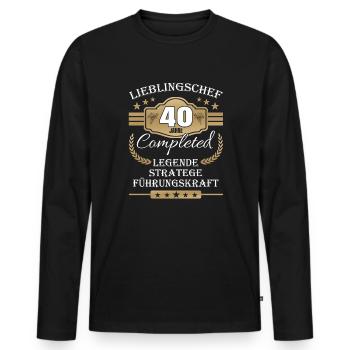 40 Jahre Jubiläum Chef - Männer Premium Bio Langarmshirt - Schwarz - Vorne - Nico (187cm)