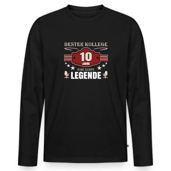 Bester Kollege 10 Jahre Jubiläum - Männer Premium Bio Langarmshirt - Schwarz - Vorne - Nico (187cm)