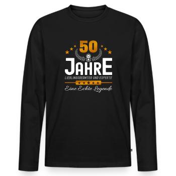 Beamter 50 Jahre Jubiläum - Männer Premium Bio Langarmshirt - Schwarz - Vorne - Nico (187cm)