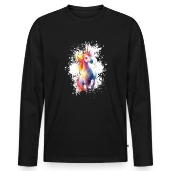 Licorne créatures mythiques - T-shirt manches longues Premium bio Homme - noir - Devant - Nico (187cm)