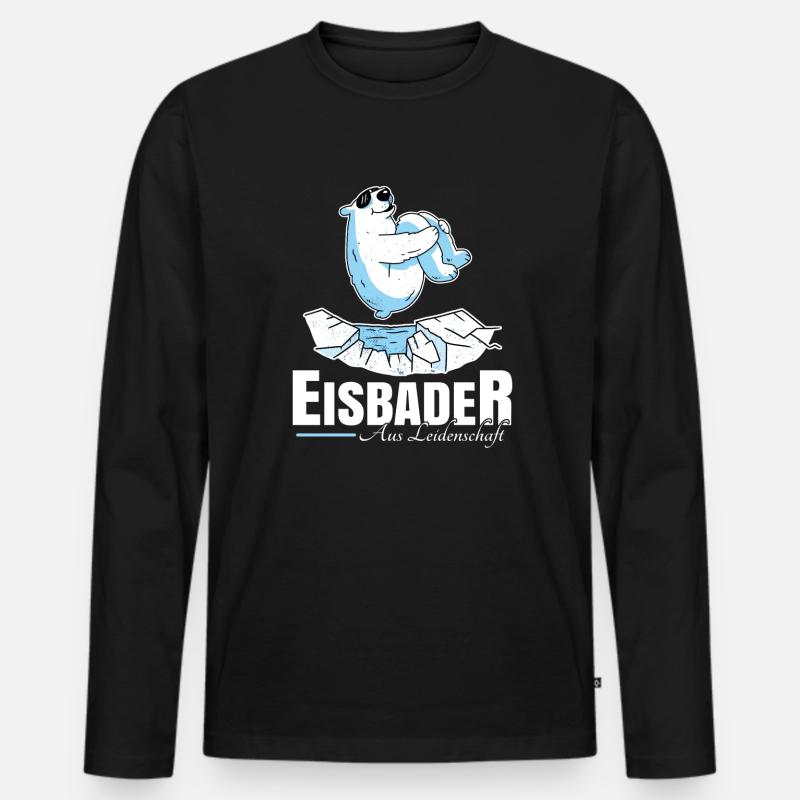 Eisbader aus Leidenschaft - Männer Premium Bio Langarmshirt - Schwarz