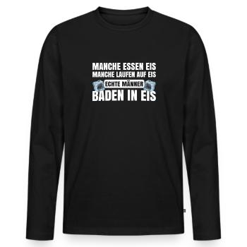 Echte Männer Baden In Eis - Männer Premium Bio Langarmshirt - Schwarz - Vorne - Nico (187cm)
