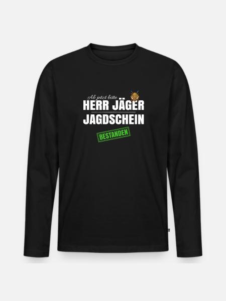 Herr Jäger - Männer Premium Bio Langarmshirt - Schwarz