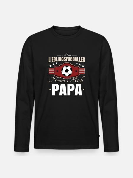 Fußball Papa - Männer Premium Bio Langarmshirt - Schwarz