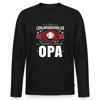 Baseball Opa - Männer Premium Bio Langarmshirt - Schwarz - Vorne - Nico (187cm)