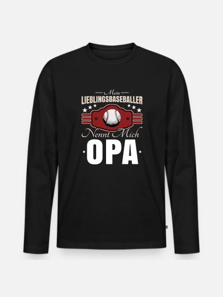 Baseball Opa - Männer Premium Bio Langarmshirt - Schwarz