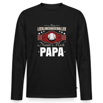 Baseball Papa - Männer Premium Bio Langarmshirt - Schwarz - Vorne - Nico (187cm)