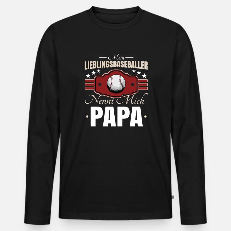 Baseball Papa - Männer Premium Bio Langarmshirt - Schwarz