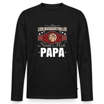Basketball Papa - Männer Premium Bio Langarmshirt - Schwarz - Vorne - Nico (187cm)