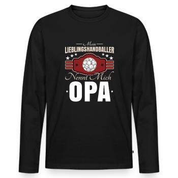 Handball Opa - Männer Premium Bio Langarmshirt - Schwarz - Vorne - Nico (187cm)