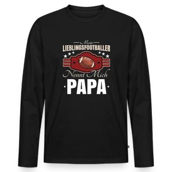 Football Papa - Männer Premium Bio Langarmshirt - Schwarz - Vorne - Nico (187cm)