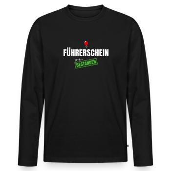 Führerschein Bestanden - Männer Premium Bio Langarmshirt - Schwarz - Vorne - Nico (187cm)