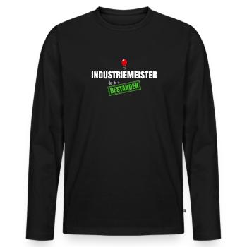 Industriemeister Bestanden - Männer Premium Bio Langarmshirt - Schwarz - Vorne - Nico (187cm)