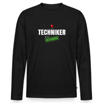 Techniker Bestanden - Männer Premium Bio Langarmshirt - Schwarz - Vorne - Nico (187cm)
