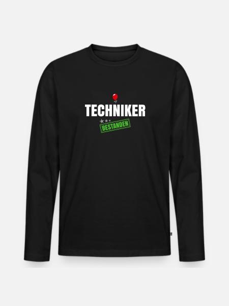 Techniker Bestanden - Männer Premium Bio Langarmshirt - Schwarz