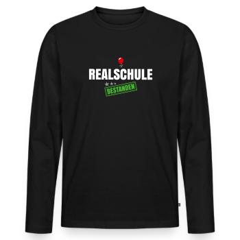 Realschule Bestanden - Männer Premium Bio Langarmshirt - Schwarz - Vorne - Nico (187cm)