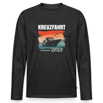 Kreuzfahrt 2025 - Männer Premium Bio Langarmshirt - Anthrazit meliert - Vorne - Nico (187cm)