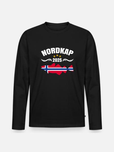 Norwegen Angeltour 2025 Nordkap - Männer Premium Bio Langarmshirt - Schwarz