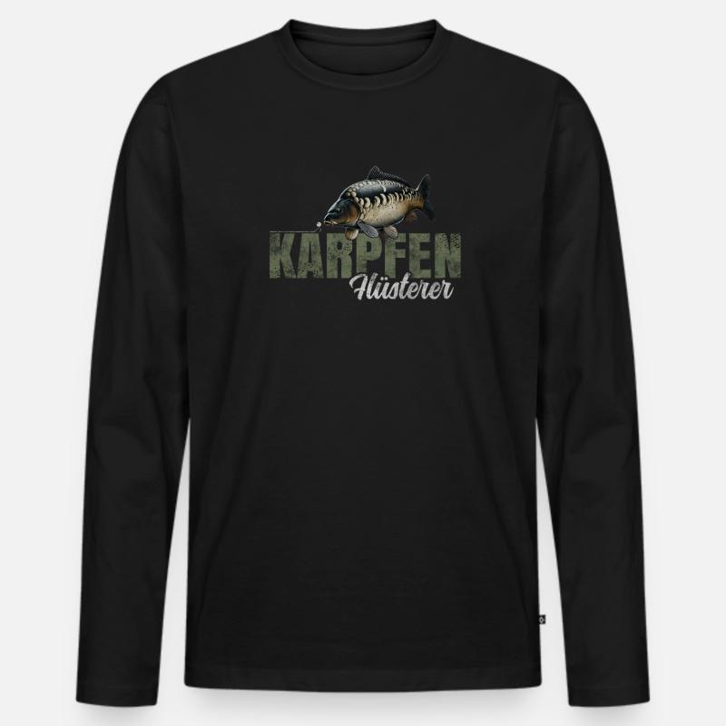 Karpfen Flüsterer - Männer Premium Bio Langarmshirt - Schwarz