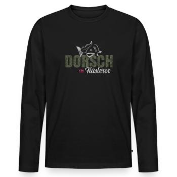 Dorsch Angeln Norwegen - Männer Premium Bio Langarmshirt - Schwarz - Vorne - Nico (187cm)