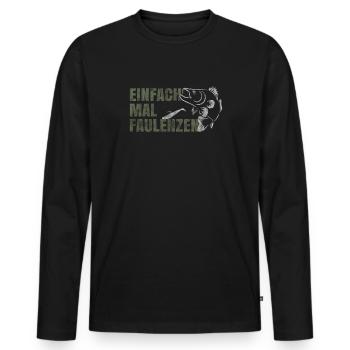 Einfach mal Faulenzen - Männer Premium Bio Langarmshirt - Schwarz - Vorne - Nico (187cm)