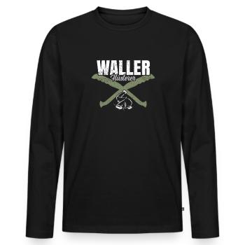 Waller Angeln - Männer Premium Bio Langarmshirt - Schwarz - Vorne - Nico (187cm)
