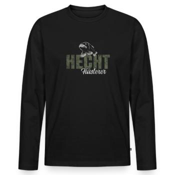 Hecht Angeln - Männer Premium Bio Langarmshirt - Schwarz - Vorne - Nico (187cm)
