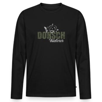Dorsch Flüsterer - Männer Premium Bio Langarmshirt - Schwarz - Vorne - Nico (187cm)