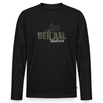 Der Aal Flüsterer - Männer Premium Bio Langarmshirt - Schwarz - Vorne - Nico (187cm)