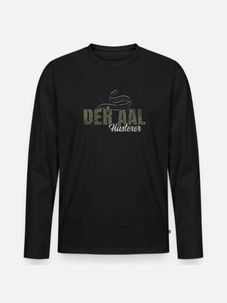 Der Aal Flüsterer - Männer Premium Bio Langarmshirt - Schwarz