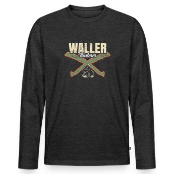 Waller Flüsterer - Männer Premium Bio Langarmshirt - Anthrazit meliert - Vorne - Nico (187cm)