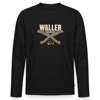 Waller Flüsterer - Männer Premium Bio Langarmshirt - Schwarz - Vorne - Nico (187cm)