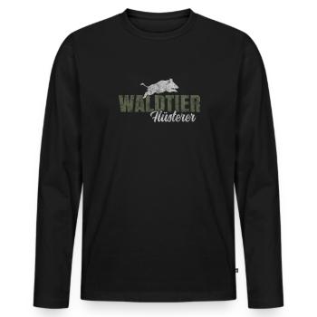 Waldtier Flüsterer - Männer Premium Bio Langarmshirt - Schwarz - Vorne - Nico (187cm)