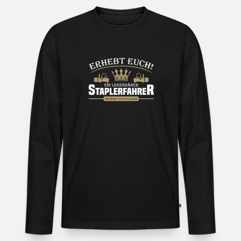 Staplerfahrer - Männer Premium Bio Langarmshirt - Schwarz