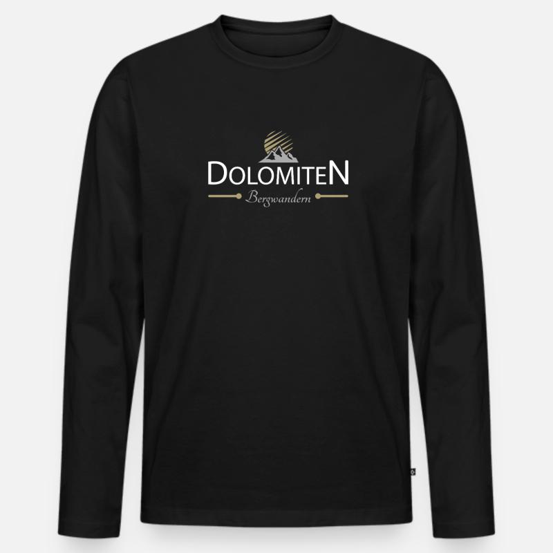 Dolomiten Bergwandern - Männer Premium Bio Langarmshirt - Schwarz