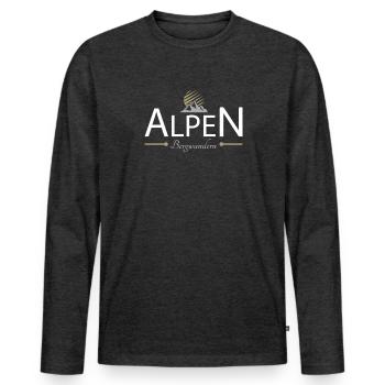 Alpen Bergwandern - Männer Premium Bio Langarmshirt - Anthrazit meliert - Vorne - Nico (187cm)