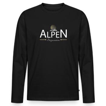 Alpen Bergwandern - Männer Premium Bio Langarmshirt - Schwarz - Vorne - Nico (187cm)