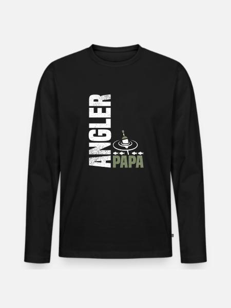 Angelnder Papa - Männer Premium Bio Langarmshirt - Schwarz